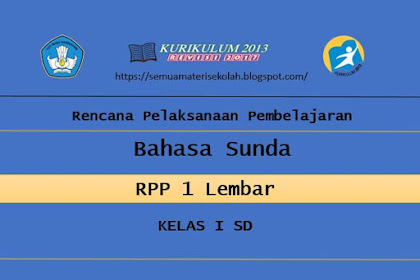 RPP 1 Halaman Bahasa Sunda Kelas I SD Kurikulum 2013 Revisi 2020