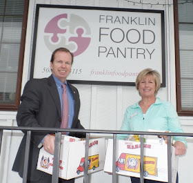 Register O’Donnell with Sue Kilcoyne, Operations Manager at the Franklin Food Pantry
