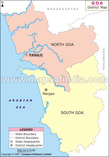 tourist map of goa. Goa is located on the West