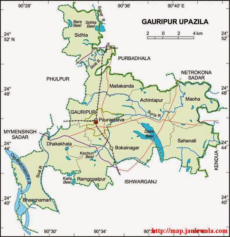 gauripur upazila map of bangladesh