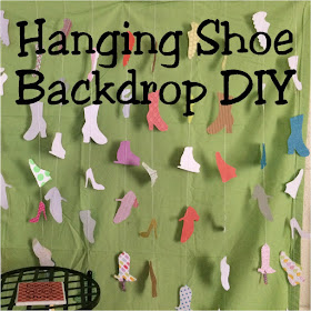 If you are throwing a spa party, a fashion party, a beauty party or any type of Girly Girl party, this DIY hanging shoe backdrop is the perfect statement piece.  It would make a great party photo backdrop or dessert table backdrop, and although it takes some time, it's totally easy and worth it!