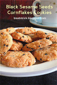 Black Sesame Seeds Cornflakes Cookies @ treatntrick.blogspot.com