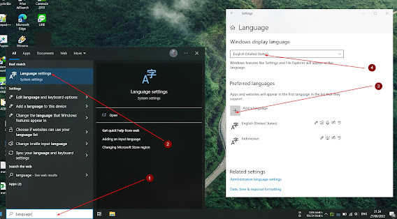 Cara mengganti bahasa di laptop windows 10