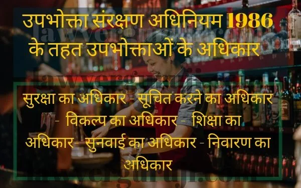 उपभोक्ता संरक्षण अधिनियम 1986 के तहत उपभोक्ताओं के अधिकार  rights of consumer under consumer protection act 1986