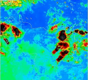 Lluvias acompañadas de actividad eléctrica sobre Zulia, Centro occidente, andes y oriente.