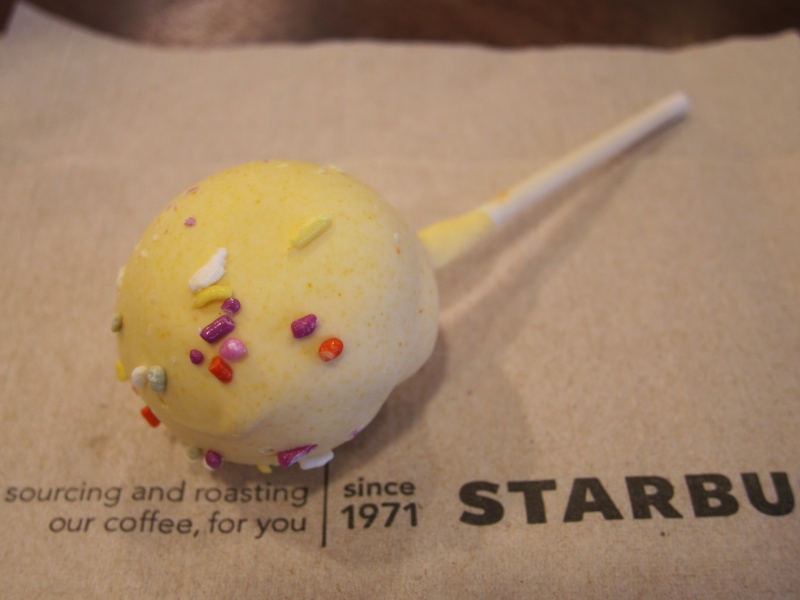 Starbucks' Sweet Lemon Cake Pop features vanilla white cake and lemon