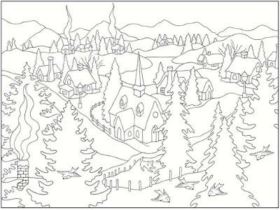 winter scenes free printable coloring pages