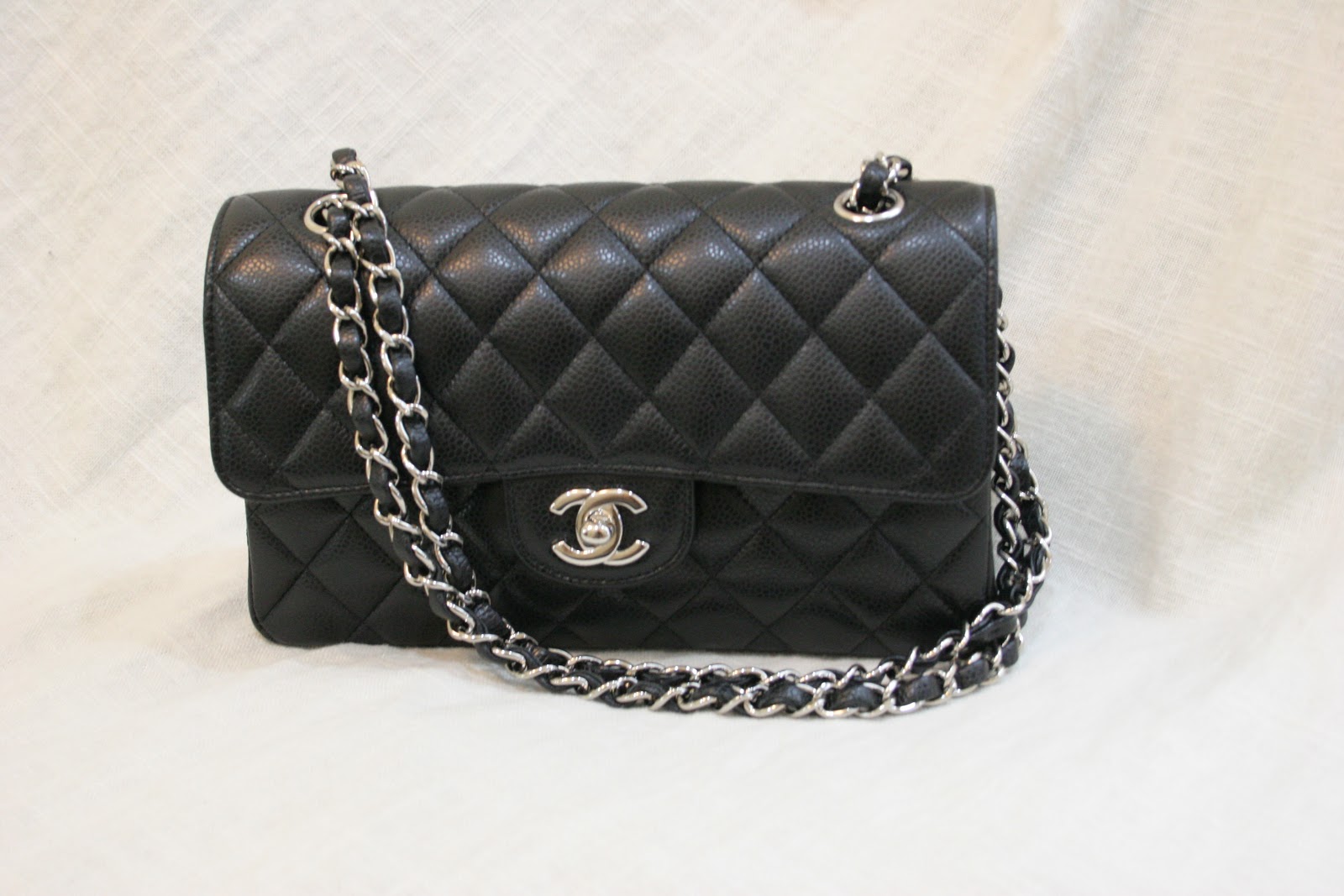 ... Chanel 2.55 Medium Classic Flap Bag in Black Caviar Quilted Leather