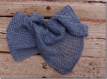 Jill's knitted and dyed alpaca scarf