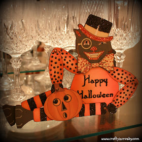 primitive Halloween, Vintage Halloween Jointed Doll, Beistle, primitive, Halloween paper craft, glitter