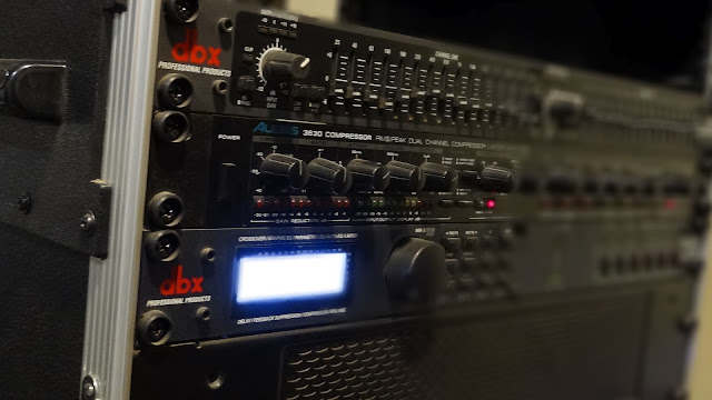 dbx Equalizer / Alesis Compressor / dbx Speaker Management System / Crown XLS 5000 Amplifier side view