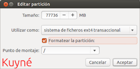 Crear partición Ubuntu 14.04