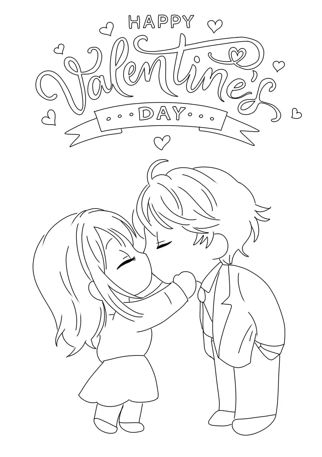 Happy Valentine's day chibi coloring pages