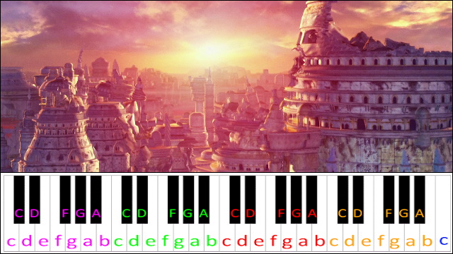 To Zanarkand (Final Fantasy) Hard Version Piano / Keyboard Easy Letter Notes for Beginners