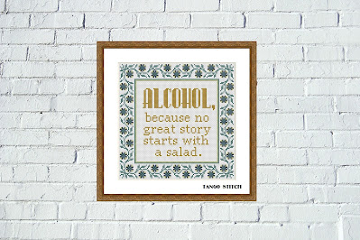 Alcohol funny sarcastic quote cross stitch pattern