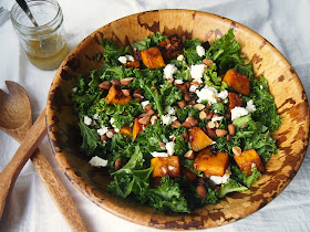 massaged kale salad with winter squash