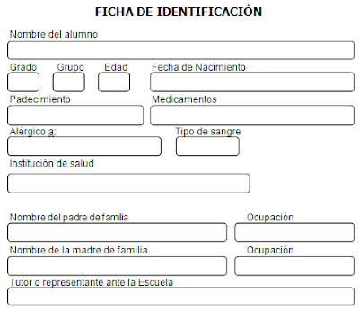 Fichas de Identificacion para Alumnos de Primaria