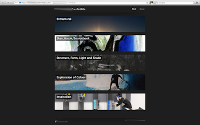 Screen grab of "Kyle"'s e-portfolio's homepage 2012.