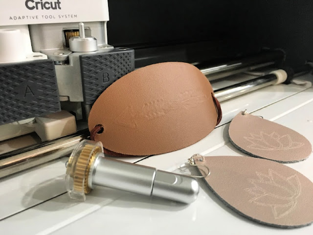 How to Use the Cricut Maker’s QuickSwap Toolset to make engraved leather earrings and debossed leather bracelet.