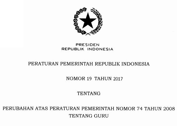 Peraturan Pemerintah No. 19 Tahun 2017 Tentang Guru