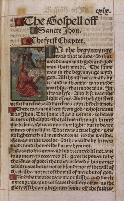 Traducción al inglés de la Biblia por William Tyndale, imagen de wikipedia commons