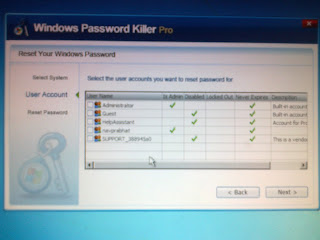 Reset windows 7 password using password killer