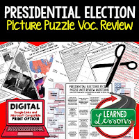 presidential elections, Civics Test Prep, Civics Test Review, Civics Study Guide, Civics Interactive Notebook Inserts, Civics Picture Puzzles