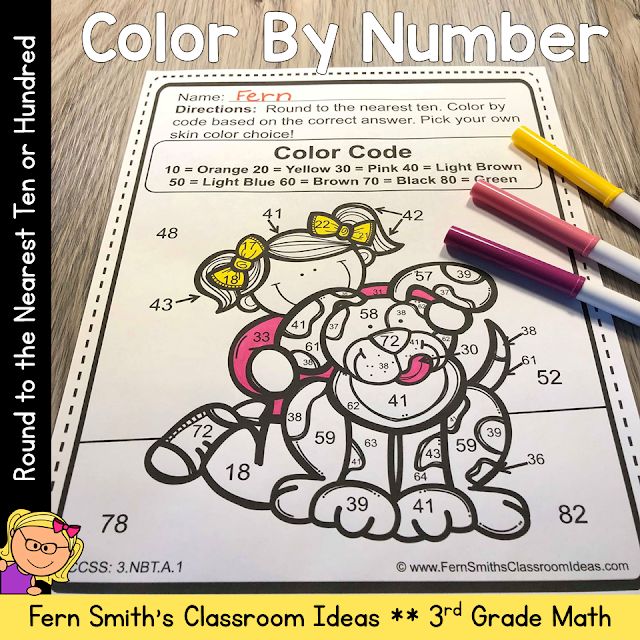 Click Here to Download This 3rd Grade Math Round to the Nearest Ten or Hundred Color By Number Resource for Your Classr