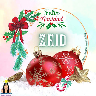 Solapín navideño del nombre Zaid para imprimir