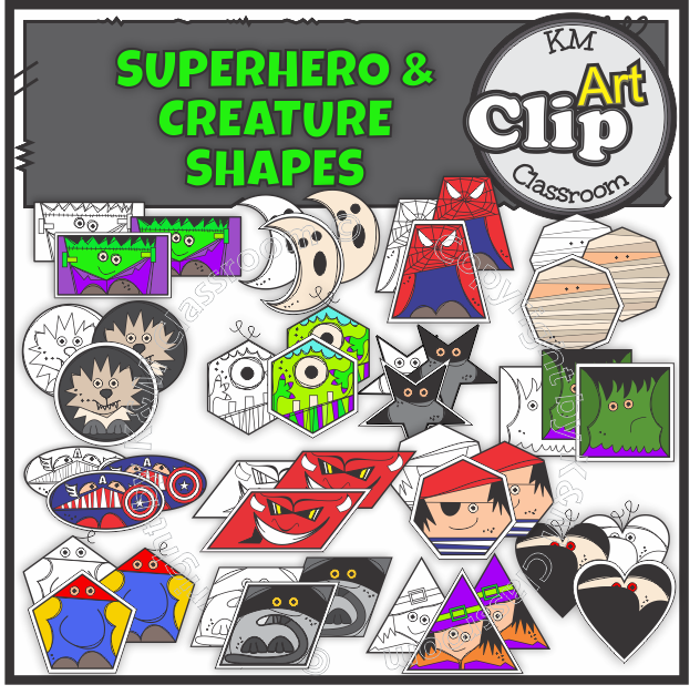 https://www.teacherspayteachers.com/Product/2D-Shape-Superhero-Creature-ClipArt-3403531