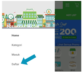 Cara mudah daftar akun Tokopedia melalui Aplikasi