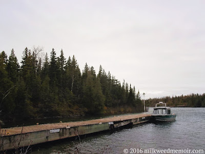 small boat docked at Rock Harbor, Isle Royale National Park, Michigan