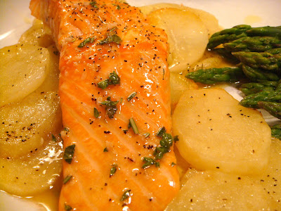 Roasted salmon with herb vinaigrette