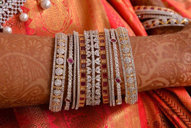 Designer Diamond Bangles for weddings