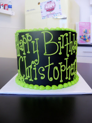 Black and lime birthday cake: