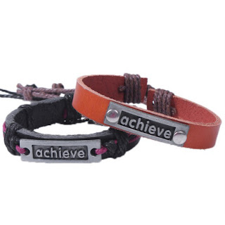 Saying Achieve Leather Bracelets