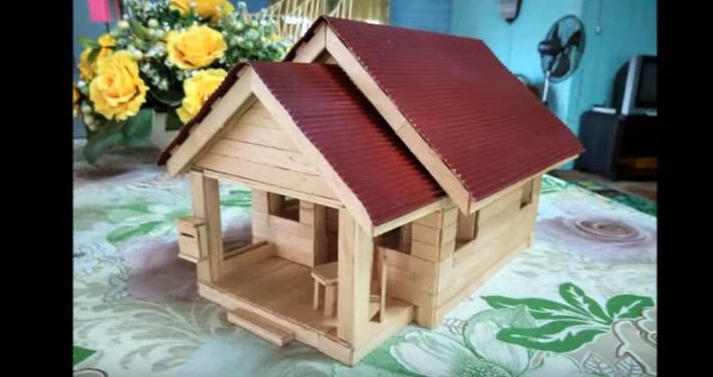  Cara  Membuat Miniatur Rumah Dari  Stik  Es Krim Beserta  