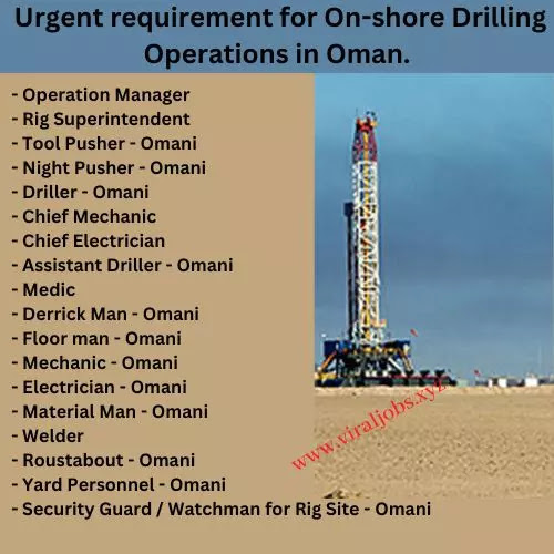Urgent requirement for On-shore Drilling Operations in Oman.