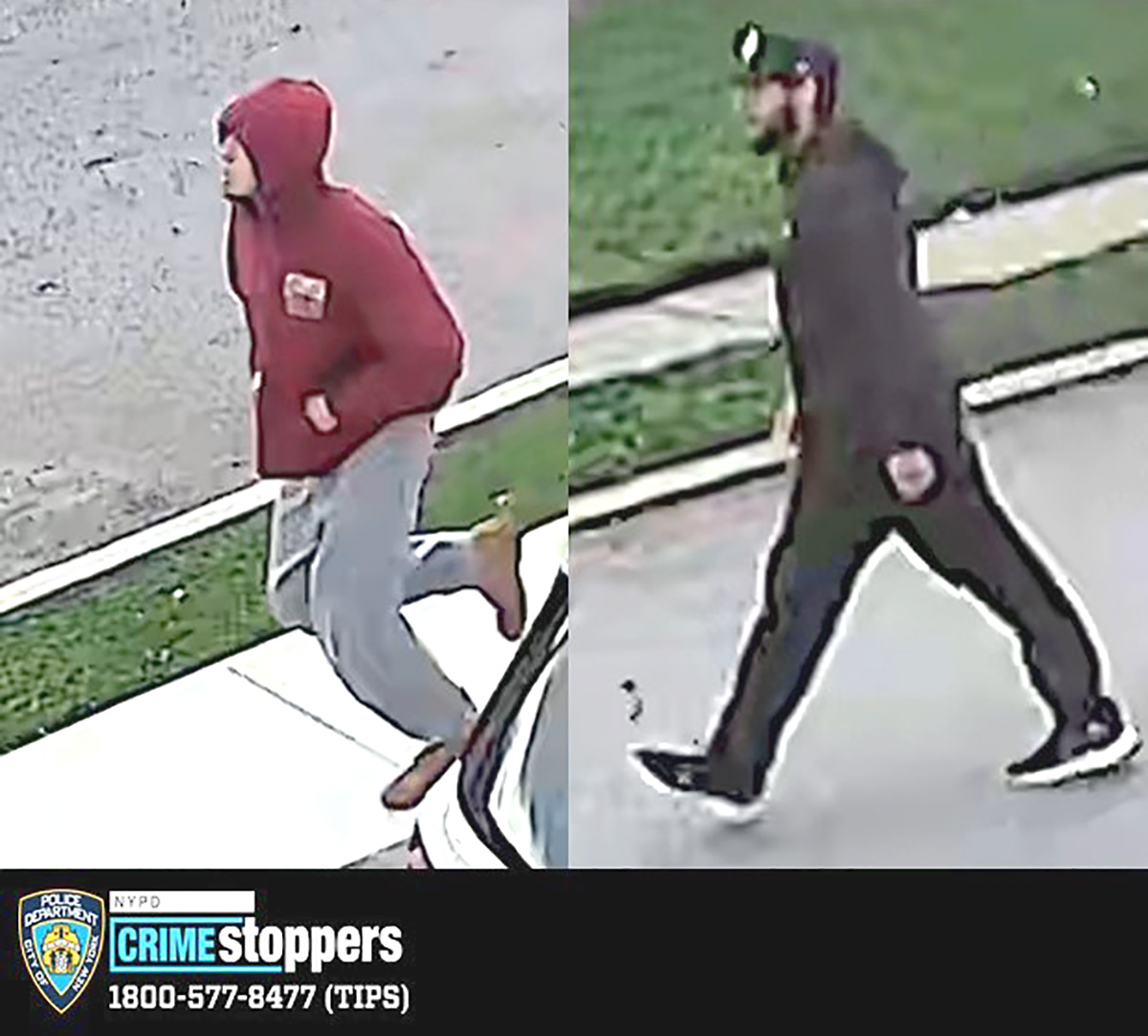 The NYPD is searching for these men in connection with an attack on a Queens man with a baseball bat. -Photo by NYPD