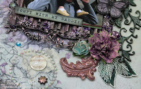 "Comfy with My Daddy" mixed media layout by Tracey Sabella. Entered in the March More Than Words Main Challenge. #49andMarket  #49&Market  #DustyAttic #Finnabair #PrimaMarketing #mixedmedia #scrapbooklayout  #chipboard  #papercrafting #prills #mtwchallenges