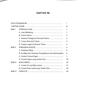 Contoh Format Buku Induk Kurikulum Dan Cara Pengisian Raport Kurikulum 2013 SD/MI Terbaru
