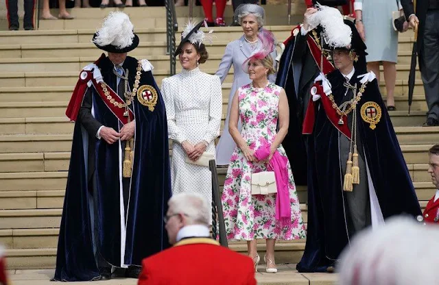 Princess of Wales wore a polka dot dress by Alessandra Rich. Duchess of Edinburgh wore a floral a-line dress by Emilia Wickstead