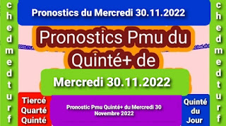 QUINTE+ DU MERCREDI 30/11/2022,QUINTE+ DU MERCREDI 30/11/2022