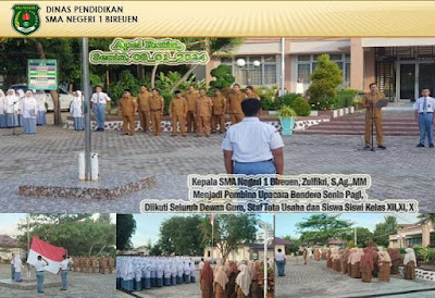 Kepala SMA Negeri 1 Bireuen, Zulfikri, S,Ag.,MM Menjadi Pembina Upacara Bendera Senin Pagi, 08 Januari 2024