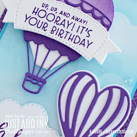 Handmade birthday card using Stampin' Up! Hot Air Balloon stamps and dies bundle and Basic Borders dies. Card by Diane Barnes - colourmehappy - cardmaking - stamping - diecutting - stampinup cards
