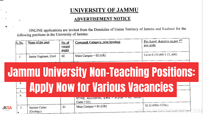 Jammu University Non-Teaching Positions: Apply Now for Various Vacancies
