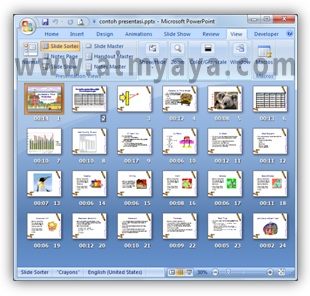  Gambar:  Contoh tampilan Slide Sorter view di Powerpoint