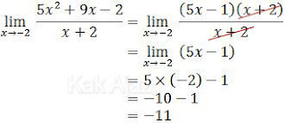 Penyelesaian limit fungsi aljabar dengan cara pemfaktoran