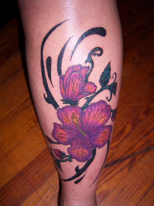 tropical flower tattoo. hibiscus flowers tattoos.