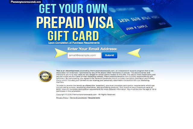 Visa Gift Card Email Submit